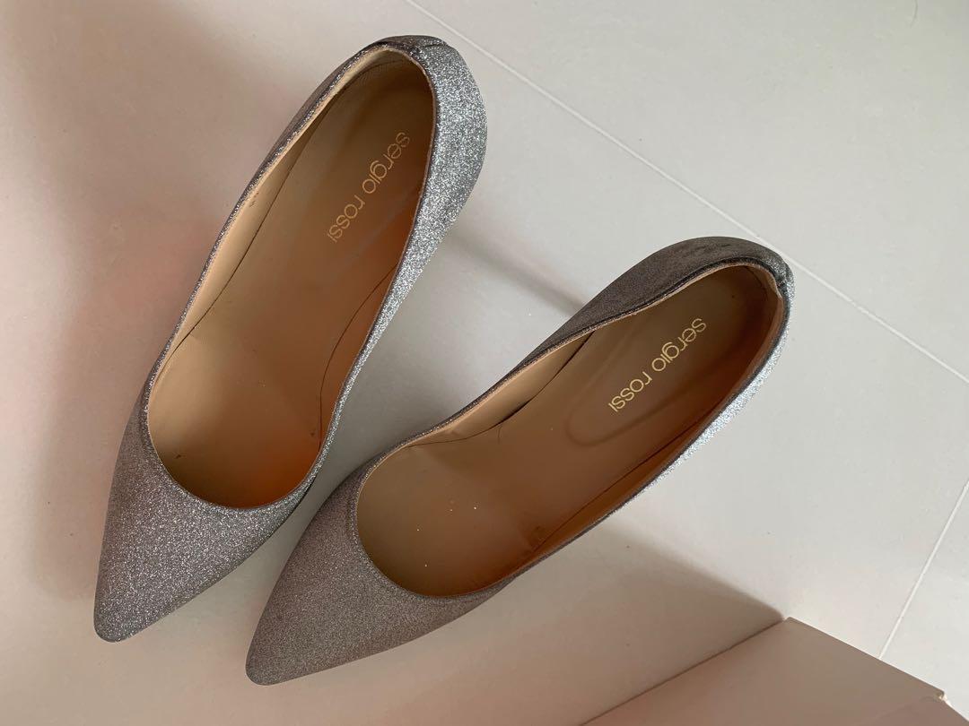 Sergio Rossi shiny glitter argento heels, Luxury, Sneakers 