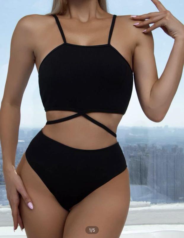 Women's black two piece swimsuit store