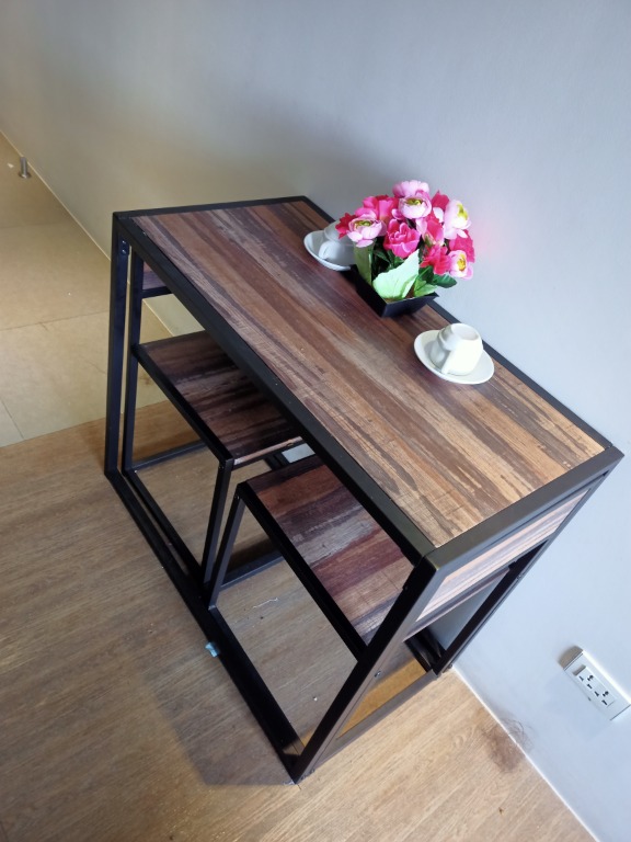 Small Rustic Dining Table Set Space Saving, Furniture & Home Living