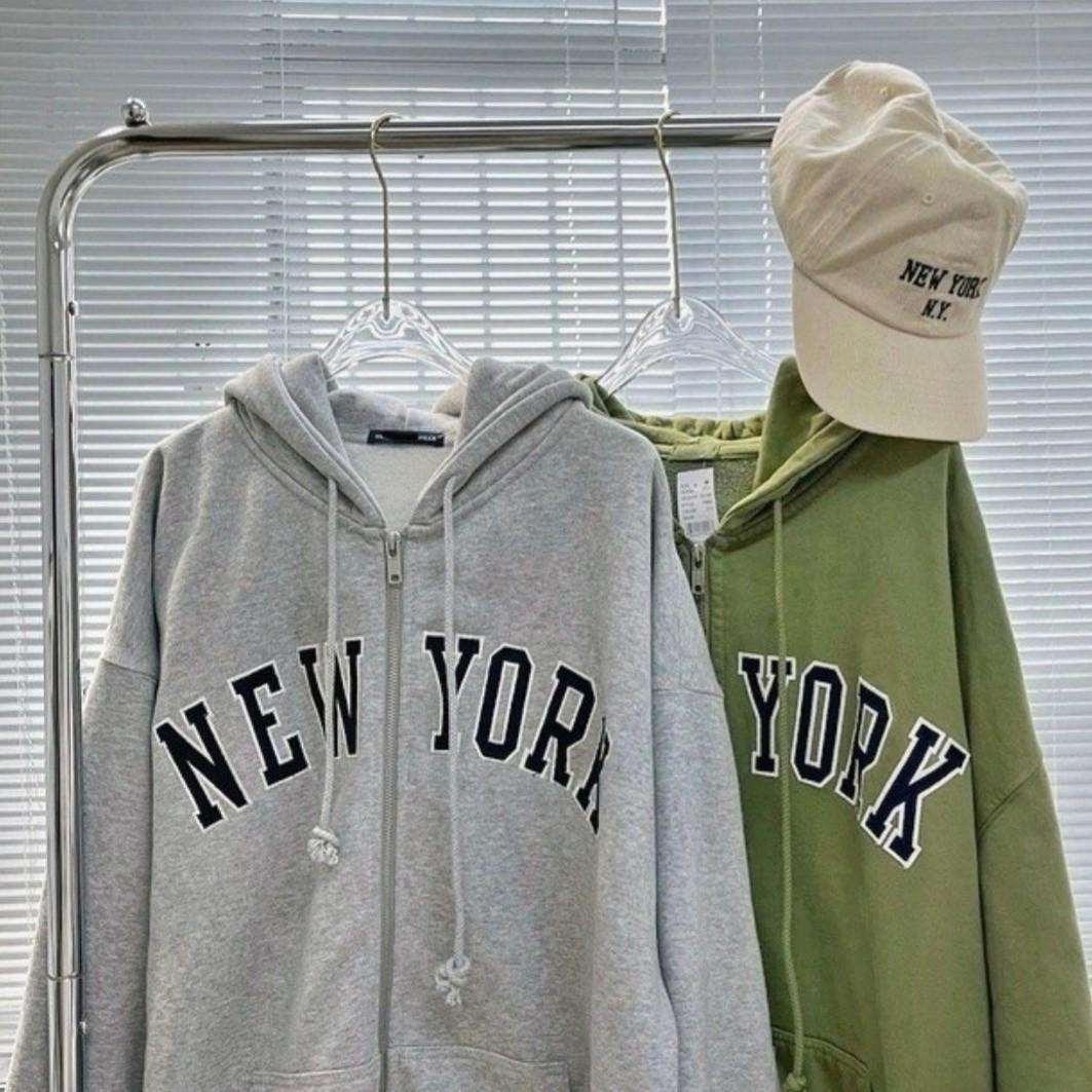 {SWIPE} Brandy Melville carla new york hoodie grey green christy hoodie  yosemite hawaii boston erica sweatshirt sweater pullover john galt [PO]
