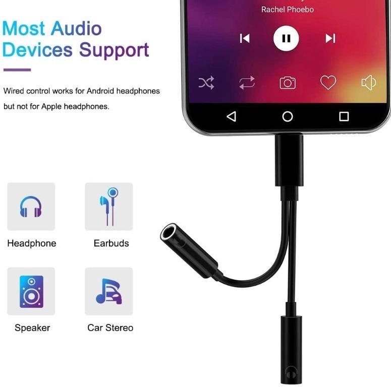USB C Headphone Adapter for Samsung S21, USB Type C to Dual 3.5mm Audio