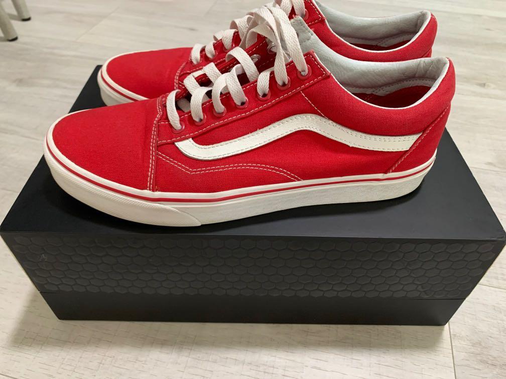 All red on sale vans old skool