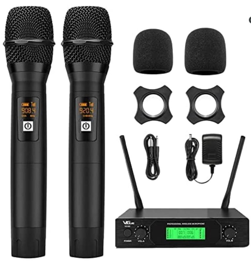 VeGue UHF Wireless Microphone, Dual Channel Professional Handheld
