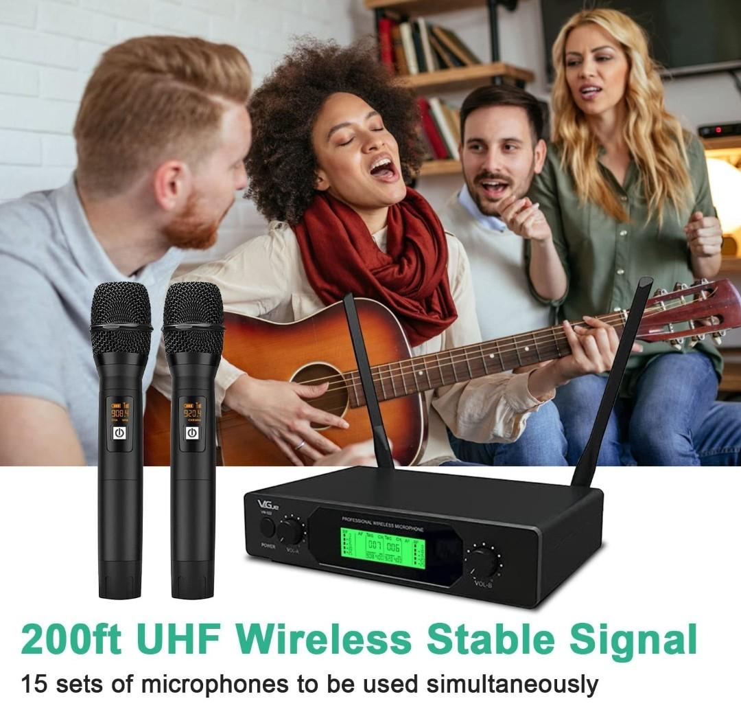 VeGue UHF Wireless Microphone, Dual Channel Professional Handheld