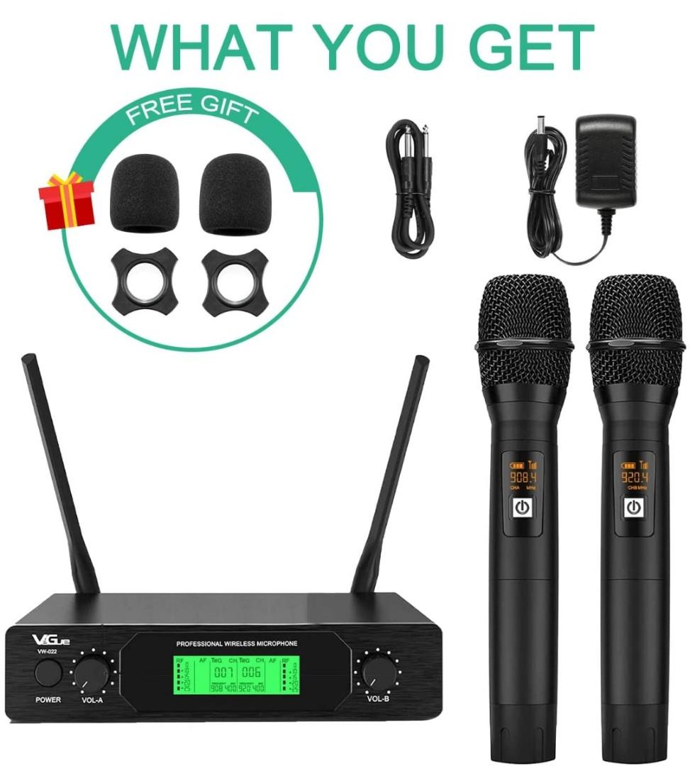 VeGue UHF Wireless Microphone, Dual Channel Professional Handheld