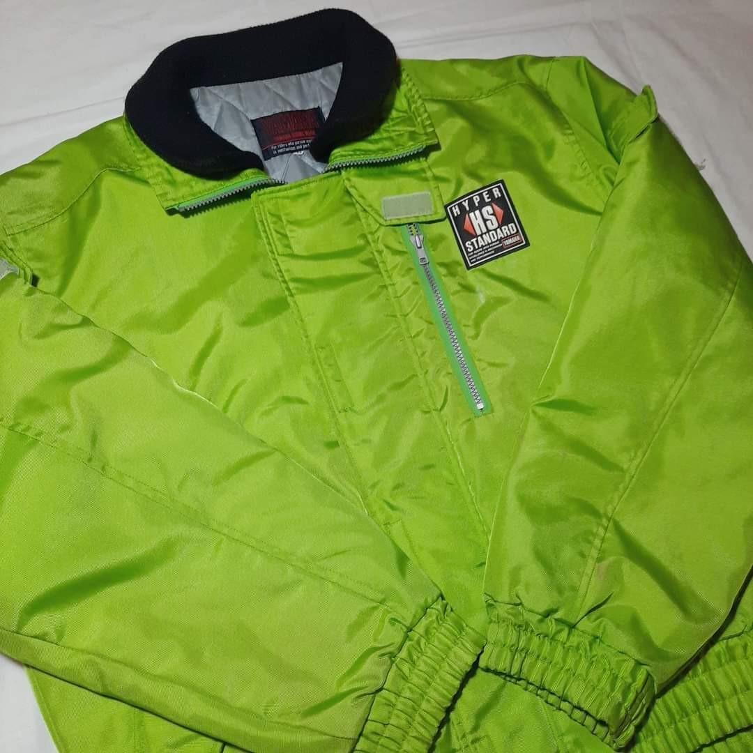 Yamaha motorcycle jacket (Category: Coats, Jackets and Outerwear) located in Quezon City. Submitted by ryacore (Listing ID 1158976072, Image 1). Description: Neon green Yamaha motorcycle jacket, puffer jacket Size: can fit Medium to Large Condition: used, has tiny discolored spots, velcro on right sleeve needs restitching Disclaimer: color might be slightly different due to lighting hehe.