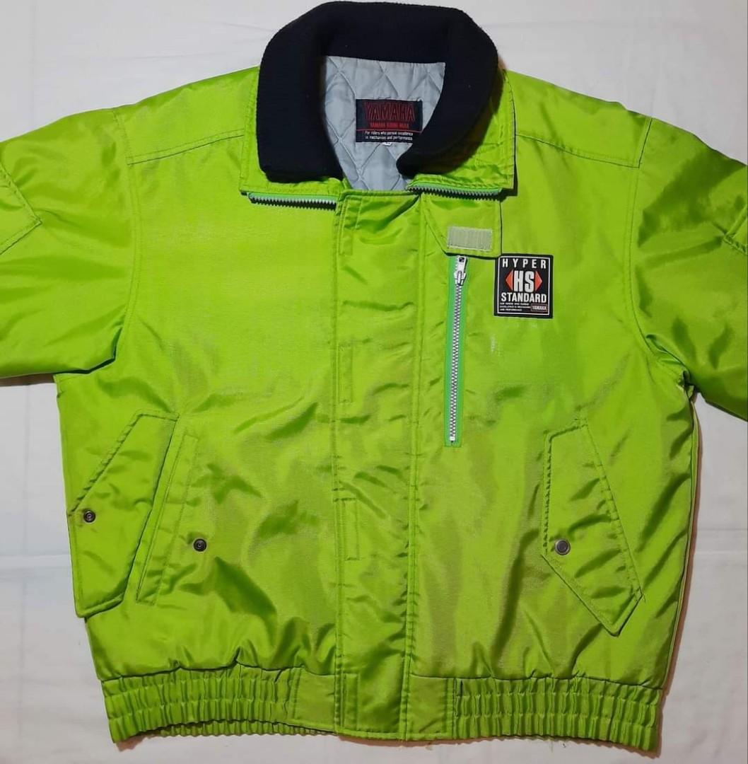 Yamaha motorcycle jacket (Category: Coats, Jackets and Outerwear) located in Quezon City. Submitted by ryacore (Listing ID 1158976072, Image 3). Description: Neon green Yamaha motorcycle jacket, puffer jacket Size: can fit Medium to Large Condition: used, has tiny discolored spots, velcro on right sleeve needs restitching Disclaimer: color might be slightly different due to lighting hehe.