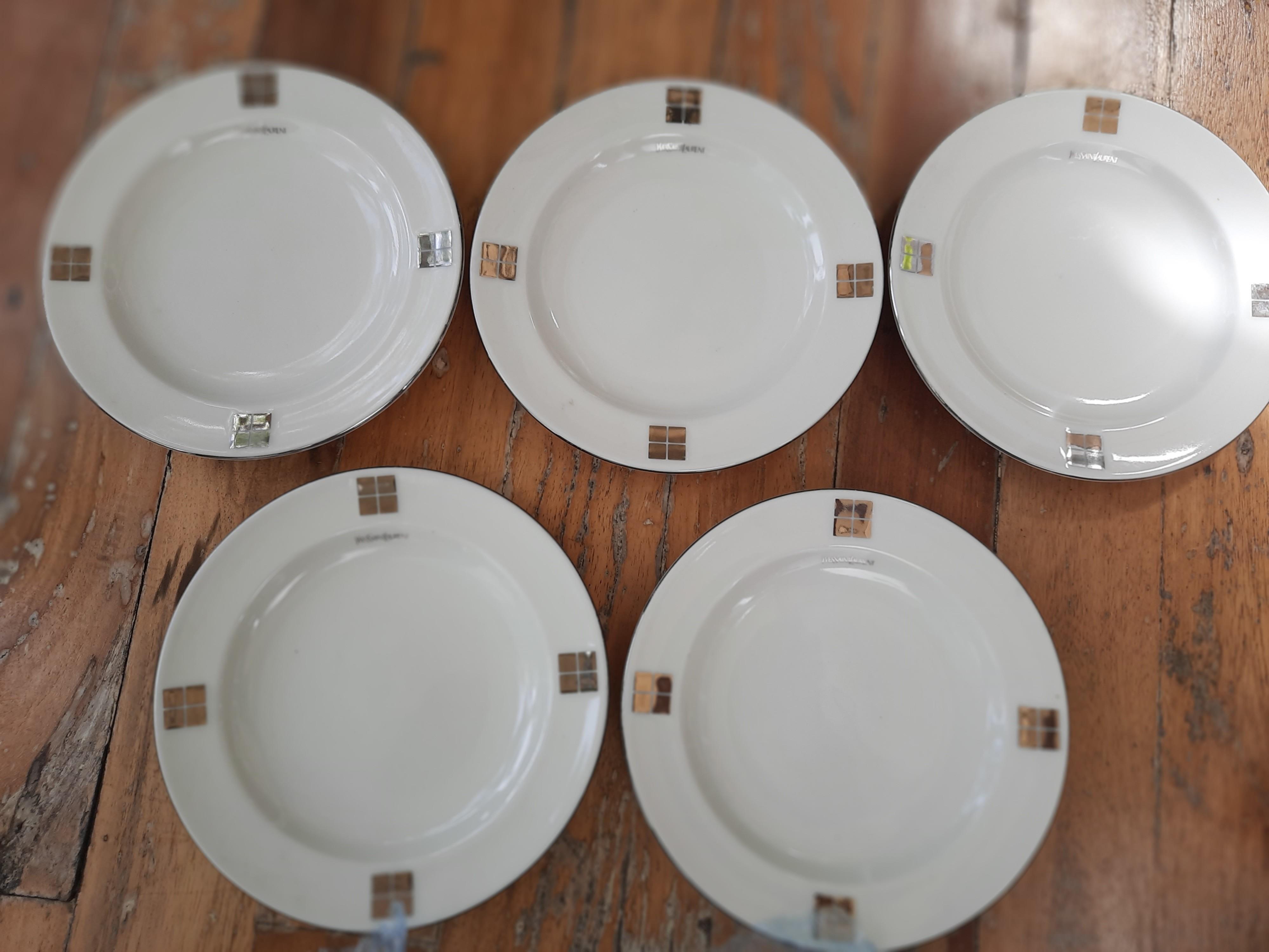 Ysl cake plates (Category: Coffee & Tea Tableware) located in Zamboanga. Submitted by selected.things (Listing ID 1158871378, Image 1). Description: set of 5 ysl cake plates in very good condition.