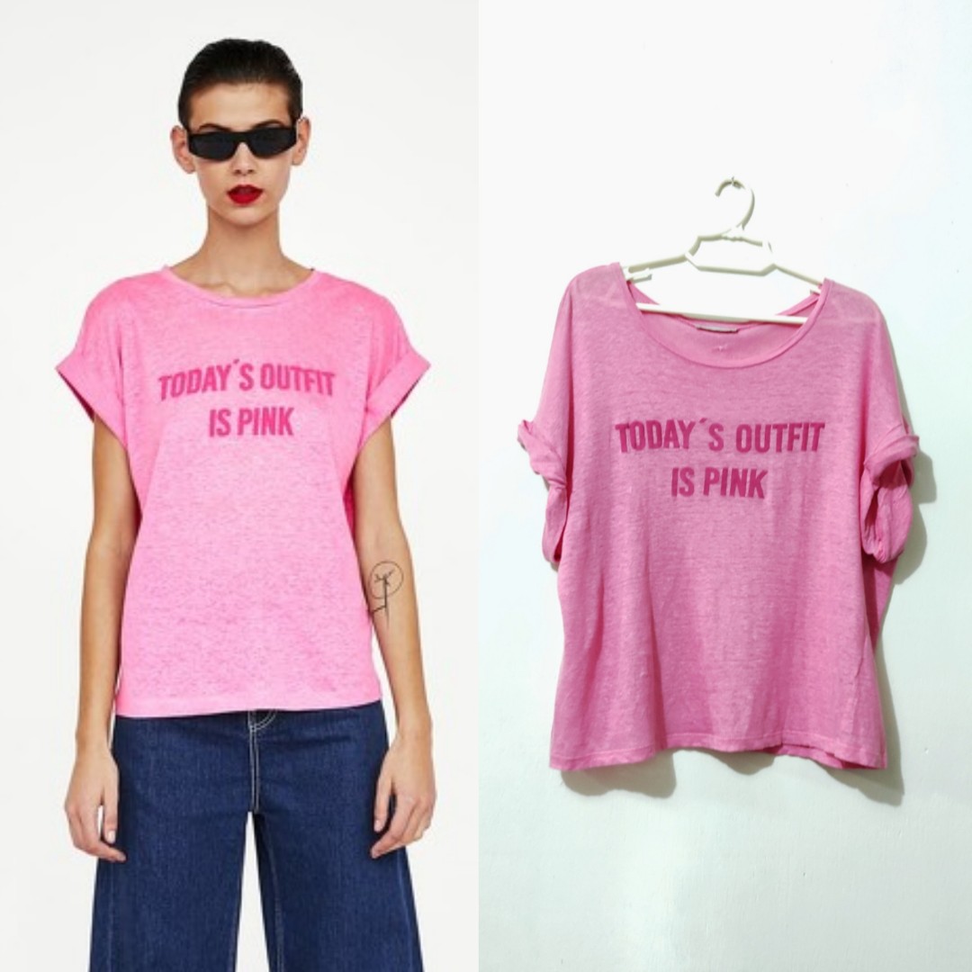 pink loose shirt pink statement tee 