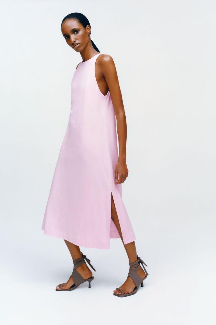 pink halter dress zara DRAPED HALTERNECK MINI DRESS - Mid-pink