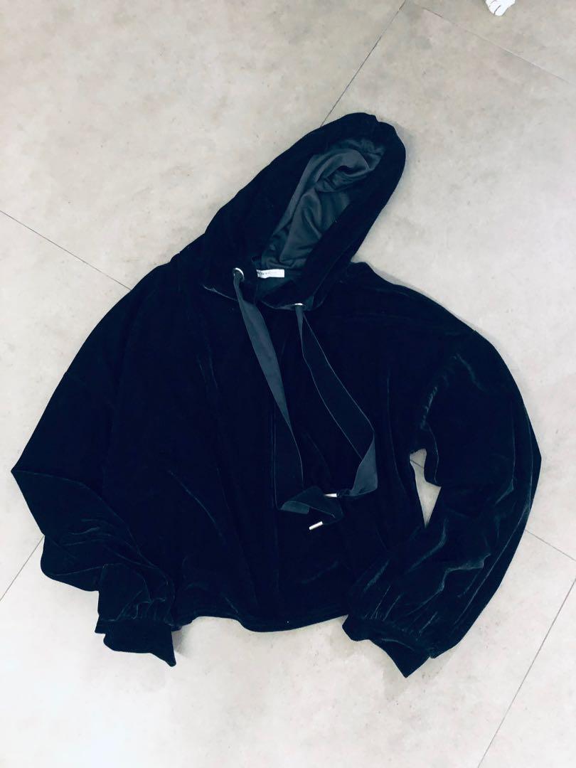 Zara velvet hoodie sweater pullover