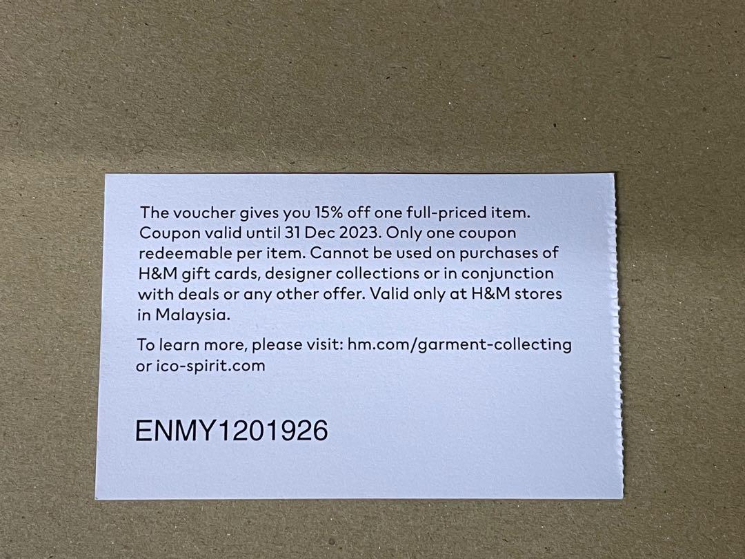 H and m best sale 15 percent off