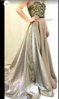 Evening gown golden shiny bling bling noble luxury golden evening dress graduation dinner lightweight wedding dress lace bridesmaid dress banquet ceremony host MC party long dress long skirt stage pre wedding custom made62974822088450117
