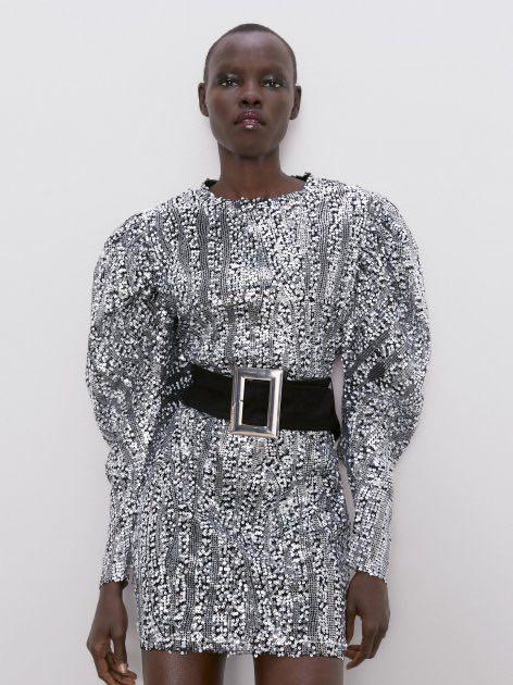 𝐙𝐀𝐑𝐀 PUFF SLEEVE SEQUIN DRESS, Women's 