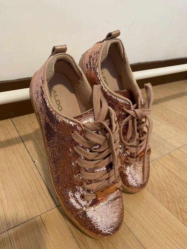 Aldo Rose Gold Sequins Sneakers Size US 7 Women s Fashion Footwear Sneakers on Carousell