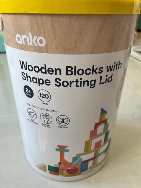 Wooden blocks with 2025 shape sorting lid