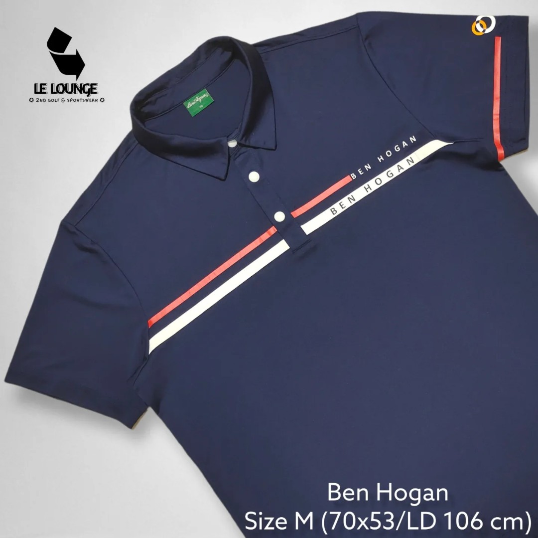 Ben Hogan Navy Blue Golf Jersey Polo Shirt Olah Raga Baju