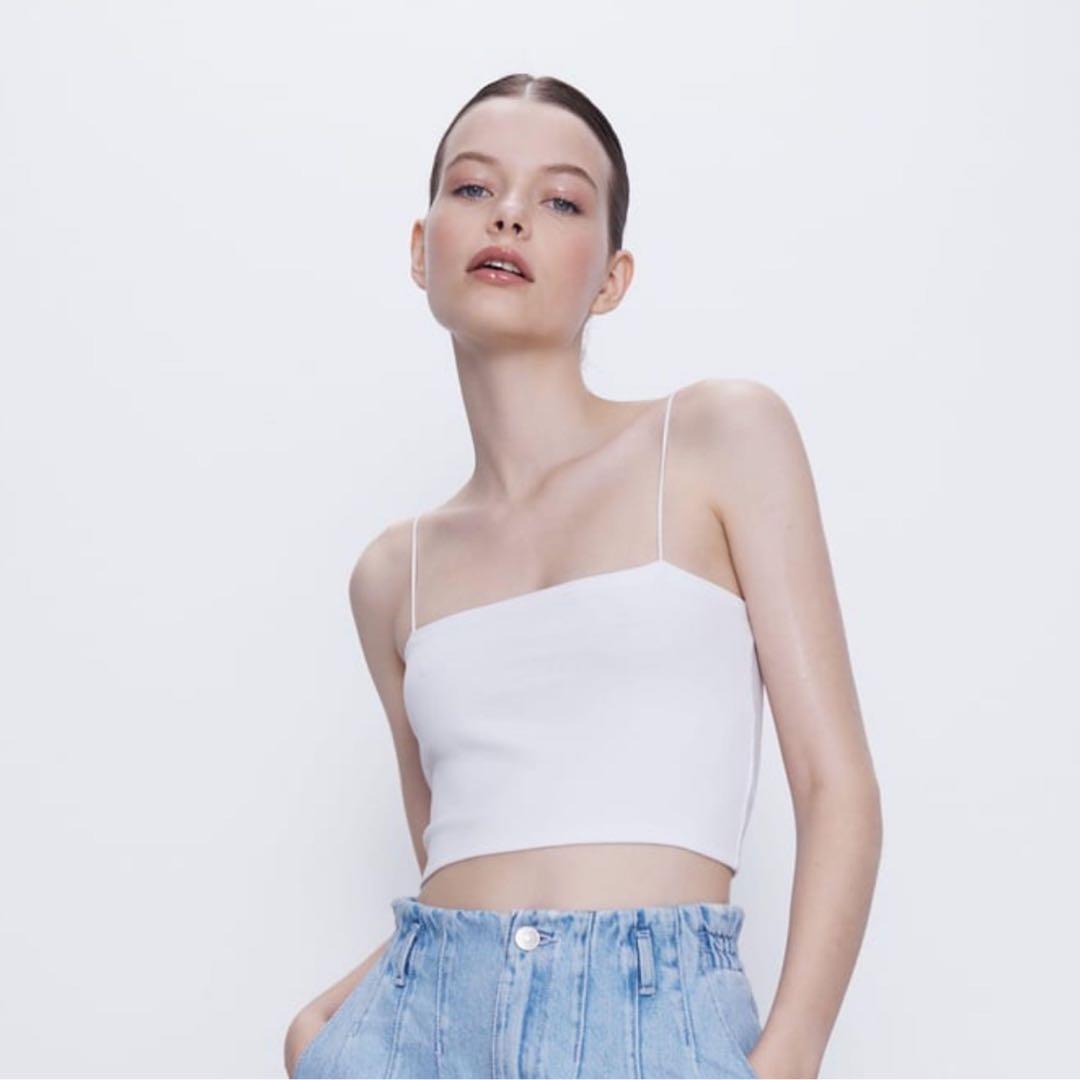 Brand New Zara Ribbed Strappy Crop Top