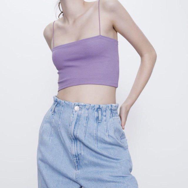 Brand New Zara Ribbed Strappy Crop Top, Women's Fashion, Tops, Sleeveless  on Carousell