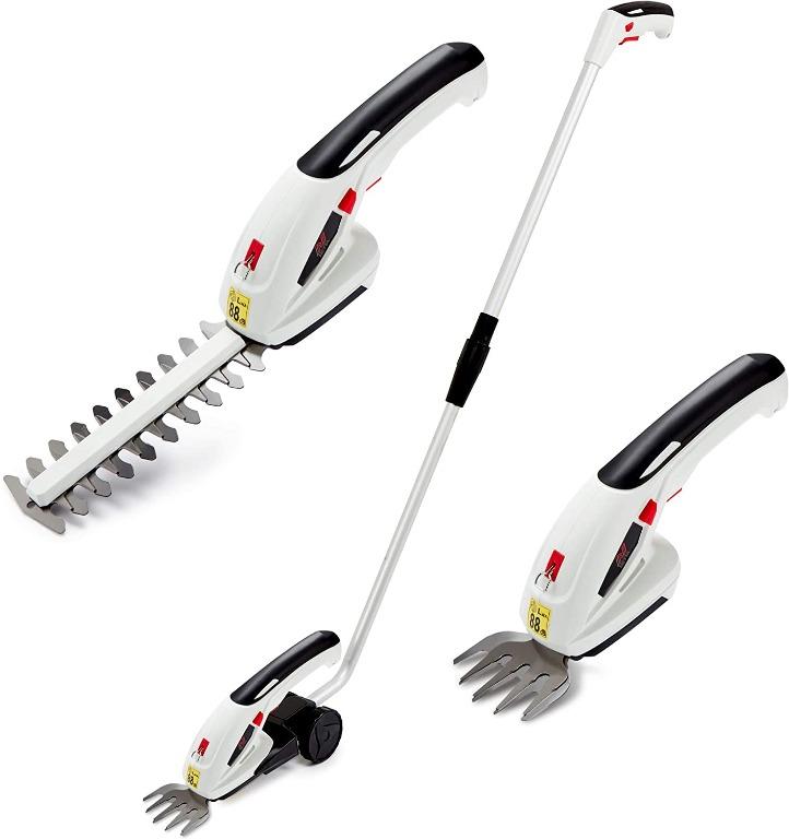 Interchangeable Blades VonHaus 7.2V 2 in 1 Grass and Hedge Trimmer Easy Tool Blade Change Telescopic Handle & Trolley Wheel Attachments Battery Powered Cordless 