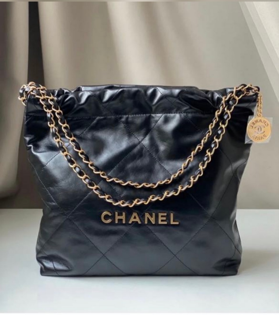 Chanel 22 black small gold hardware GHW brand new tote