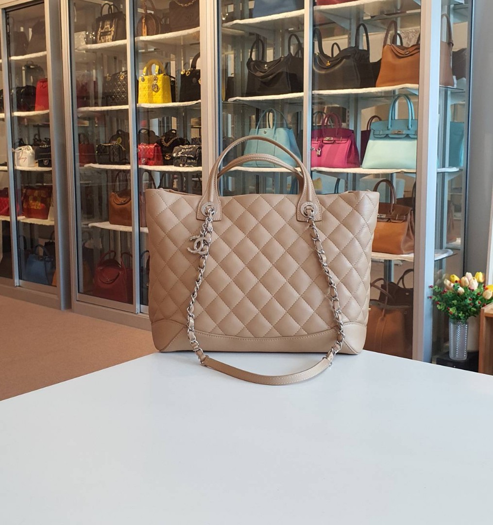 Chanel Beige Calf Tote Bag, Luxury, Bags & Wallets on Carousell