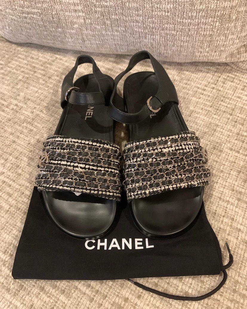 Chanel Sandals, Women's Fashion, Footwear, Flats & Sandals on Carousell