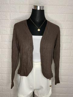Chocolate Brown Soft Knitted Semi Cropped Cardigan