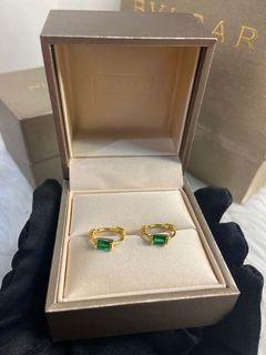 Emerald 18k gold plated hoop earrings may gemstone mother’s day gift ideas