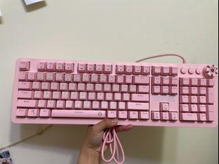 FANTECH MK853 白光燈效多媒體機械式電競鍵盤(英文版)-櫻花粉茶軸