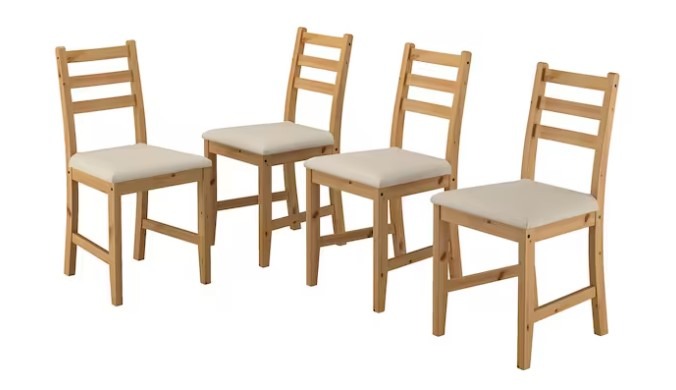 Four Ikea LERHAMN Chairs with ELSEBET Cushion Pads Furniture