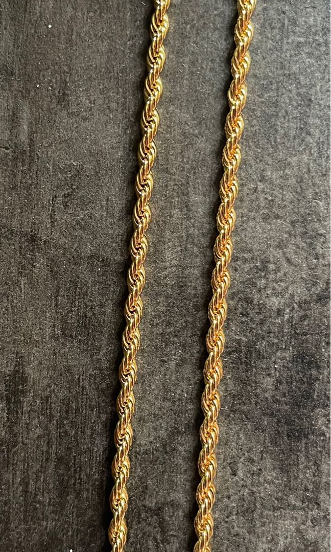 Gold plated long rope chain, Women's 