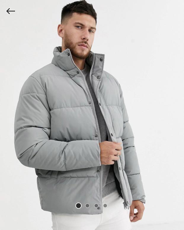 Mens grey cheap bubble jacket