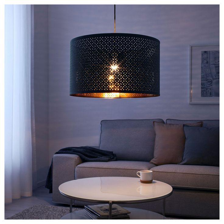 Ikea NYMÖ NYMO Large Pendant Lamp Shade Perforated Black Brass 17