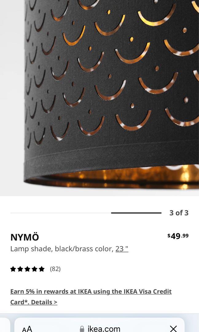 NYMÖ Lamp shade, black, brass color, 9 - IKEA