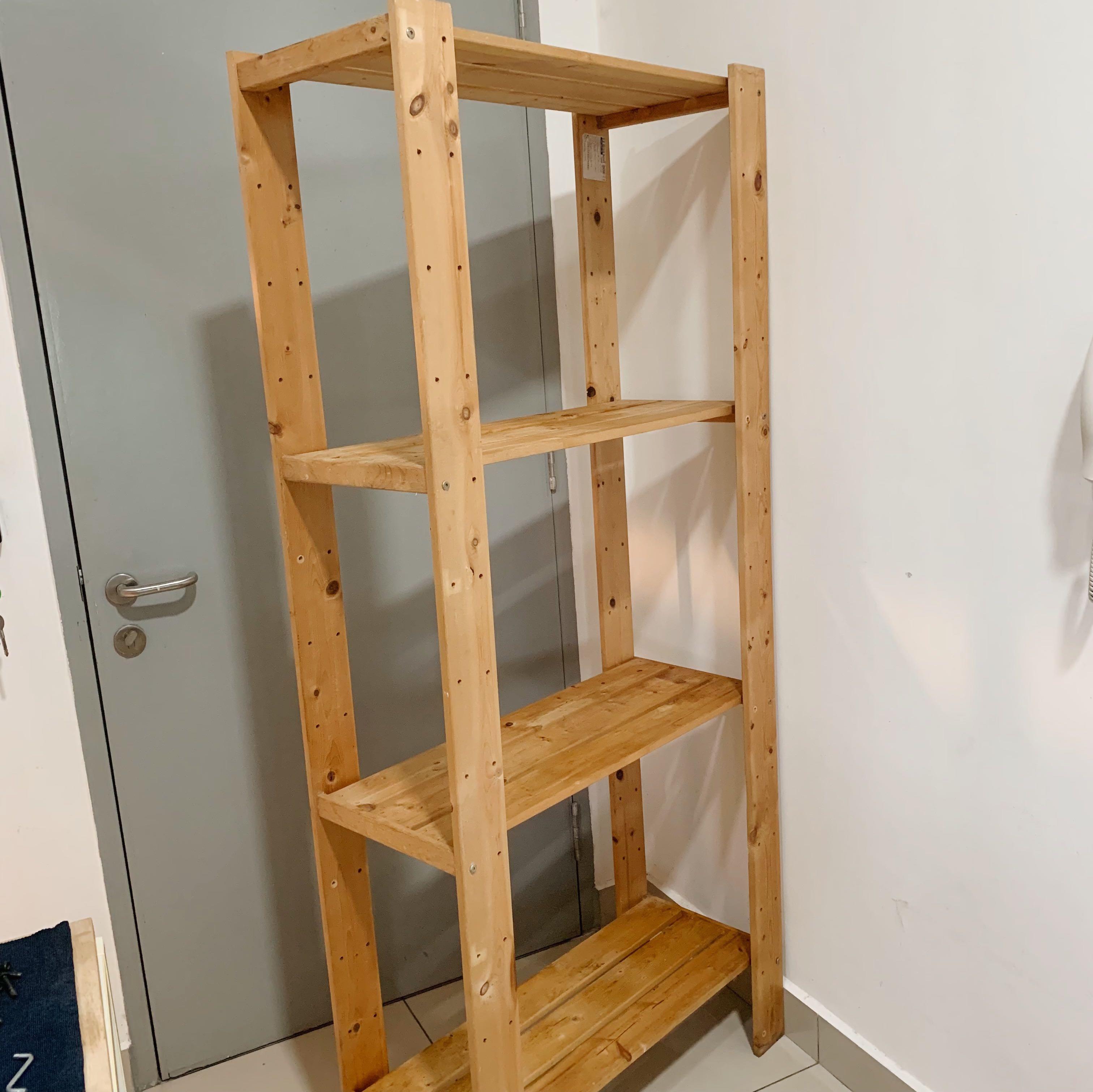 Ikea Wood Shelf (4 tier), Furniture & Home Living, Furniture, Shelves