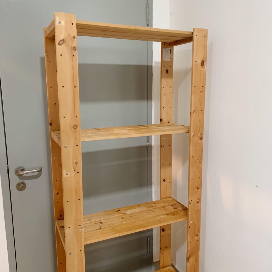 Ikea Wood Shelf (4 tier), Furniture & Home Living, Furniture, Shelves