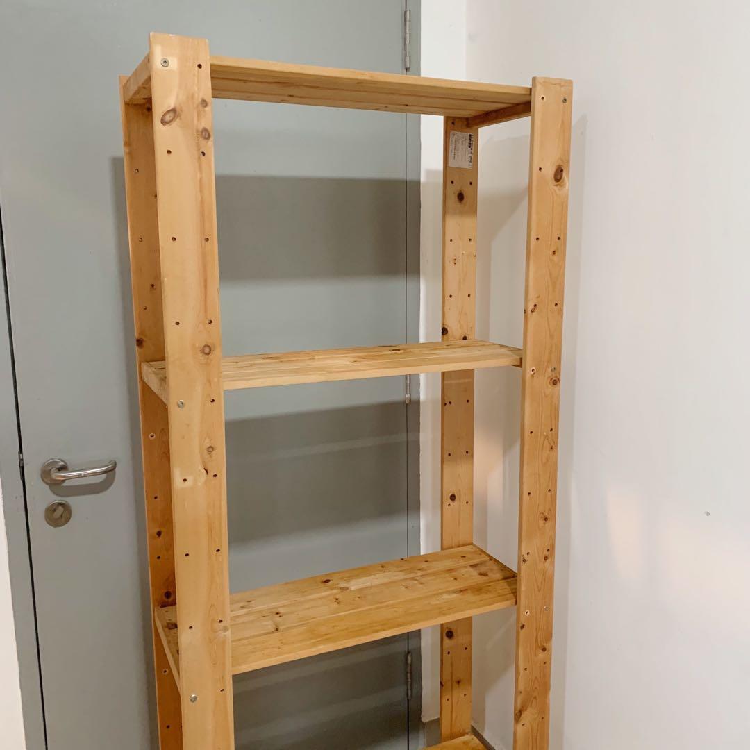 Ikea Wood Shelf (4 tier), Furniture & Home Living, Furniture, Shelves