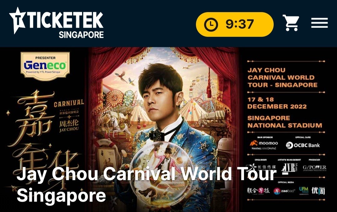 Jay Chou Carnival World Tour (Cat 4), Tickets & Vouchers, Event Tickets