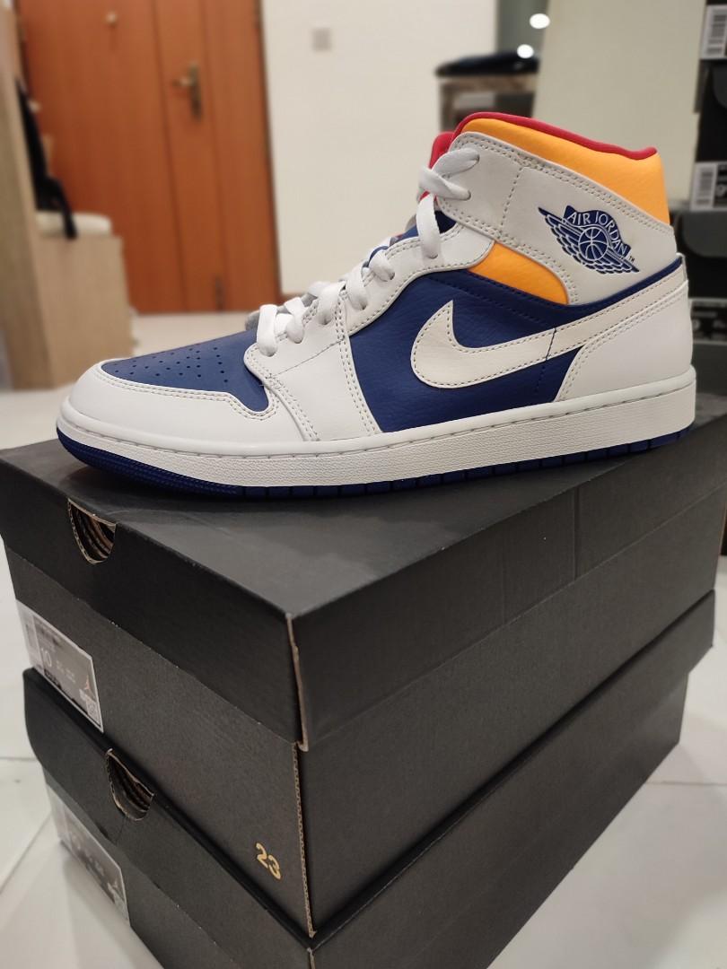 Jordan 1 mid Royal Blue Laser Orange 