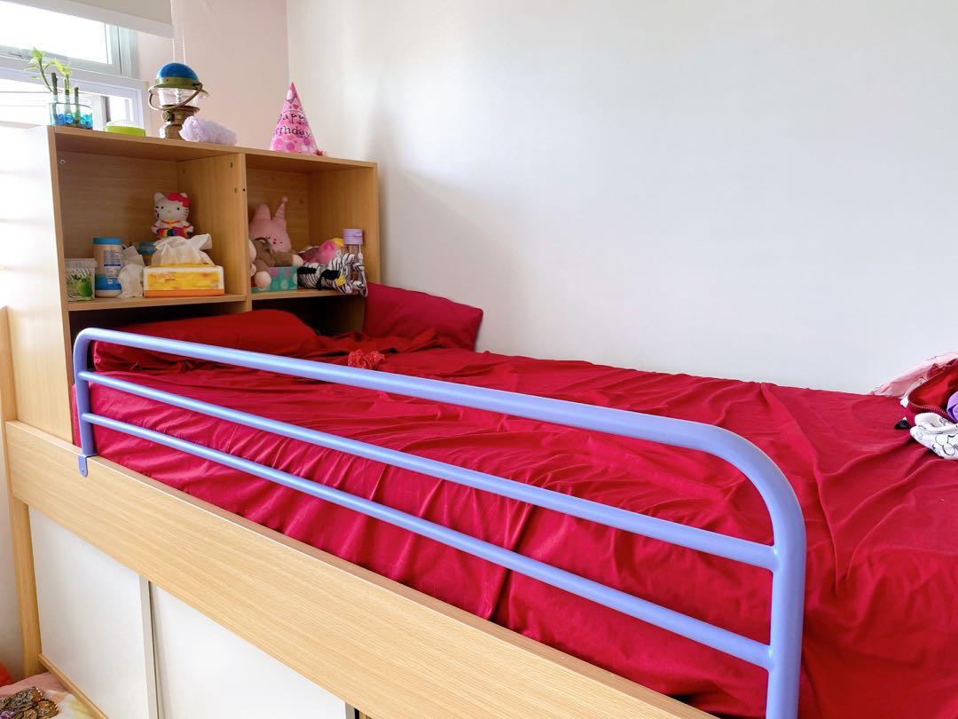 Kids Double Bed low Bed Frame with storage, Furniture & Home Living