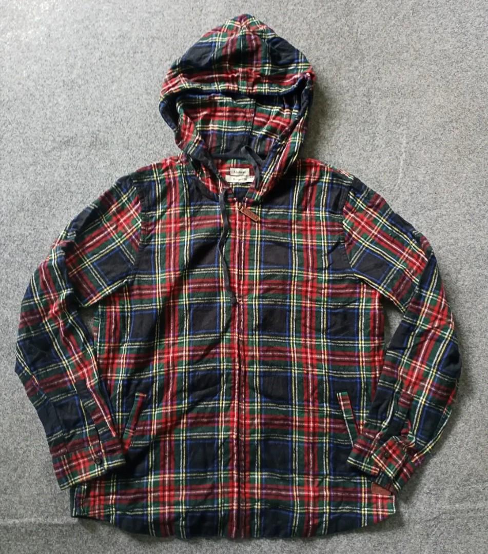 LL BEAN HOODIE FLANNEL ZIP SHIRT JACKET 