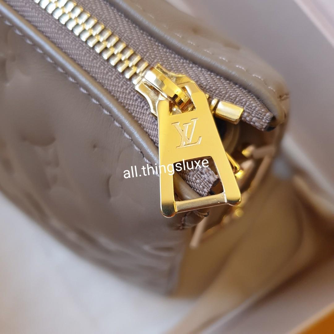 LV Coussin PM Taupe Grey Brown Canvas Strap & GHW Chain Cushion
