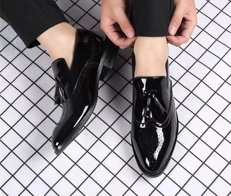 Men Black loafers shoe formal shoes men size 38 48 plus size men