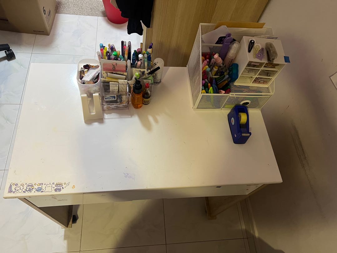 Movable writing table with one drawer, Furniture & Home Living ...