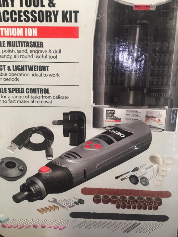 Ozito Cordless Rotary Tool & 118 Accessories Kit (Category: Home Improvement Tools & Accessories) located in Muntinlupa City. Submitted by aussie.surplustore (Listing ID 1159090269, Image 1). Description: Ozito Cordless Rotary Tool & 118 Accessories Kit Price: 2,900 📌 Items are from Australia SURPLUS/USED or MALL PULL OUT Tested and Working 📍MODE OF PAYMENT: GCash or Bank Transfer NO COD TRANSACTION Payment first only. .