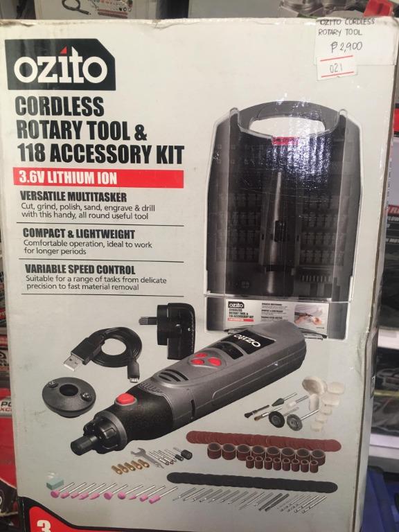 Ozito Cordless Rotary Tool & 118 Accessories Kit, Furniture & Home