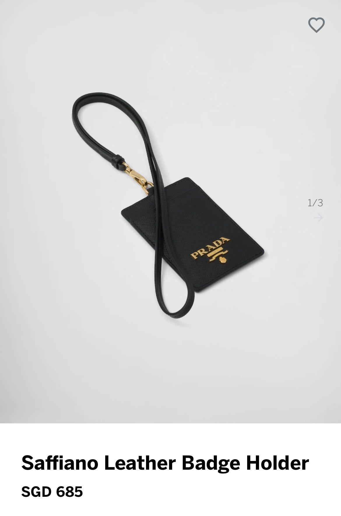 Prada Leather badge holder for Women - Black in KSA