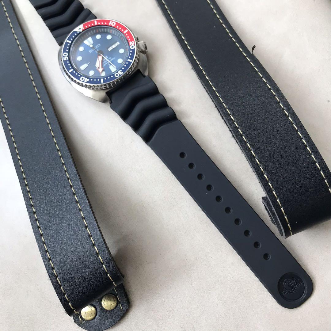 Seiko padi turtle 22mm watch strap high quality soft silicone rubber with  buckle and logo, Luxury, Watches on Carousell