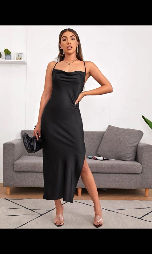 Black maxi top dress shein